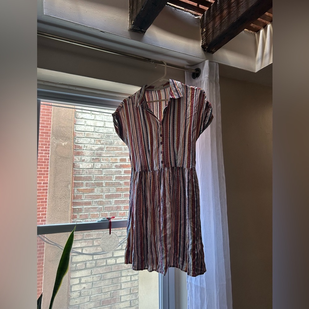 Bebop collared button down geometric colorful dress